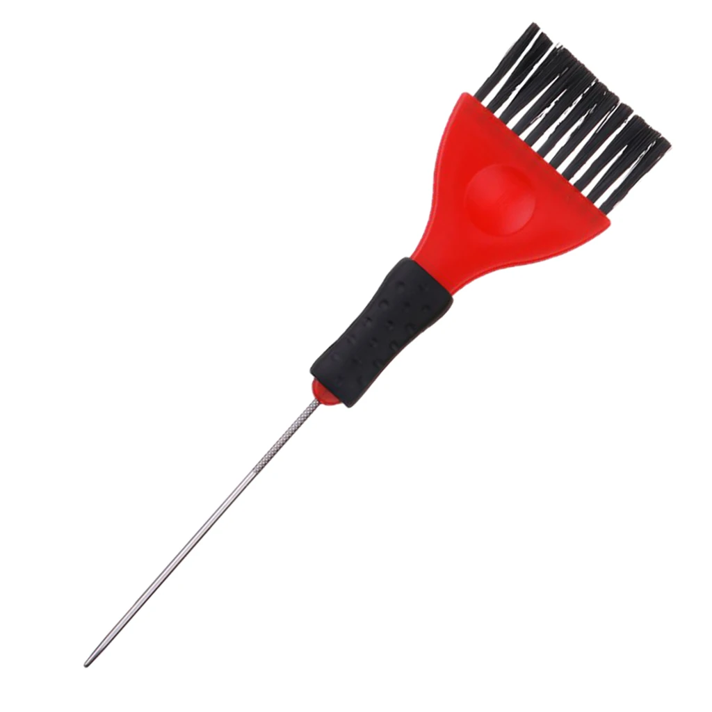 1 Piece Hair Tint Brush with Metal Pin Tail, Red & Black, Long Handle, Professional Hair Dye Applicator Brushes