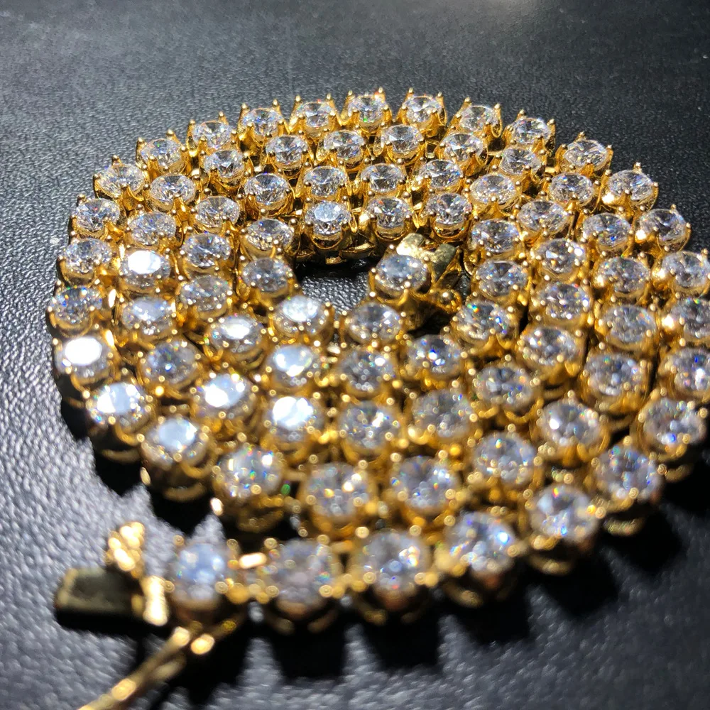 

4mm 1row CZ Necklace Steel Tennis Necklace Chain Bling Men Hip Hop Jewelry Copper Material Gold Silver Cuban Necklace Chain
