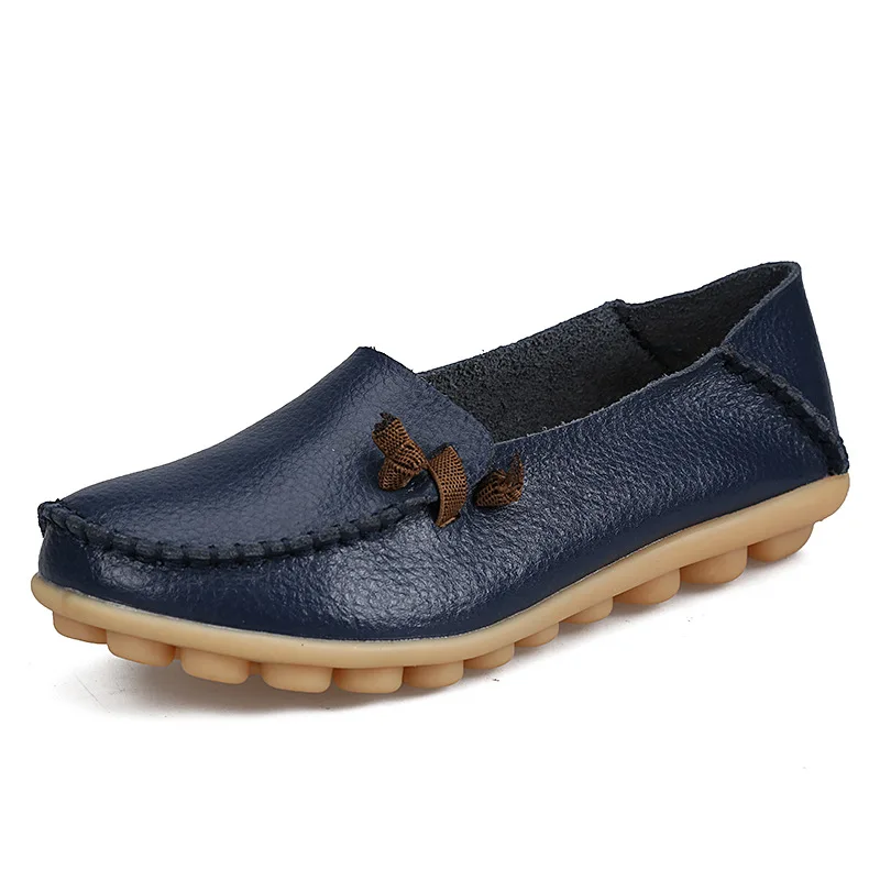 BEYARNE/дышащая женская обувь из натуральной кожи; коллекция года; модная повседневная обувь на плоской подошве со шнуровкой; нескользящая Уличная обувь в горошек; большие размеры - Цвет: dark blue
