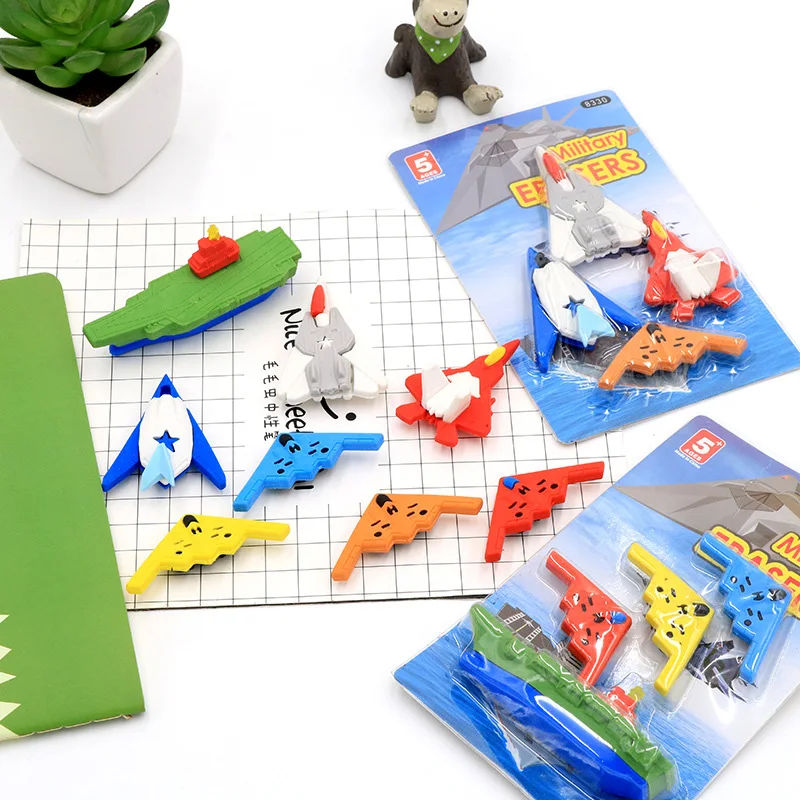 

4 pcs/set Cute Carrier&Fighter&plane shape rubber eraser kawaii creative stationery school supplies papelaria gift for kids gift