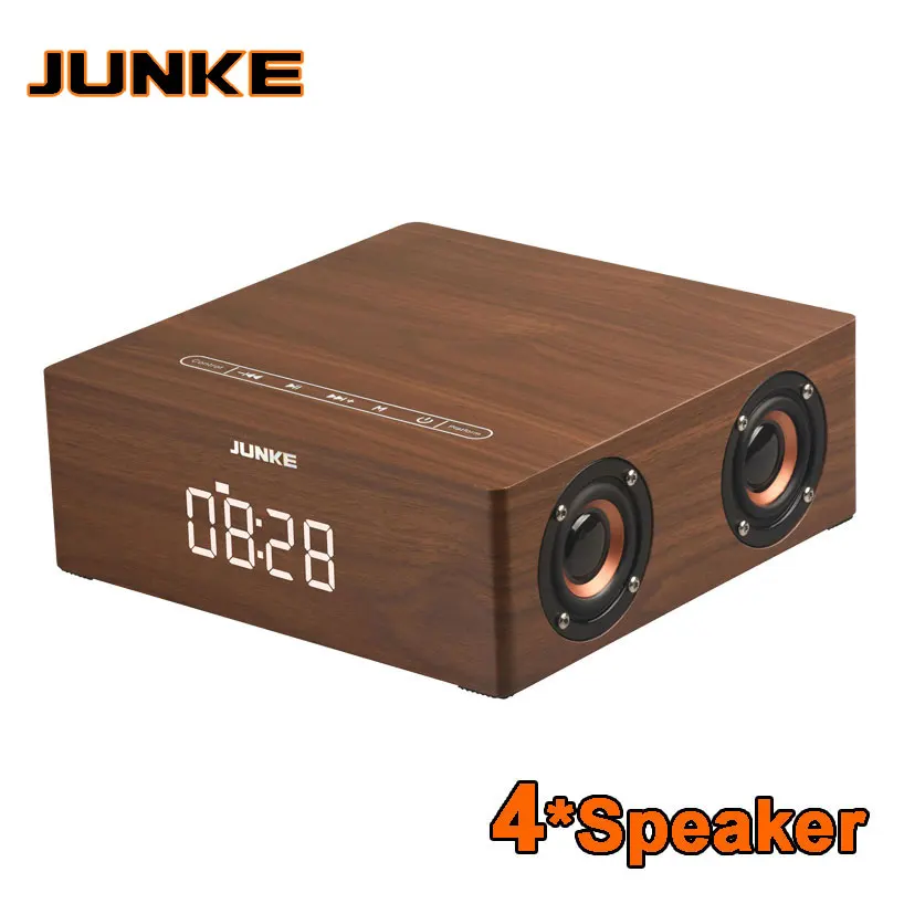 Часы стерео деревянные Bluetooth портативные HiFi колонки TF Play handle Free Call AUX вход супер