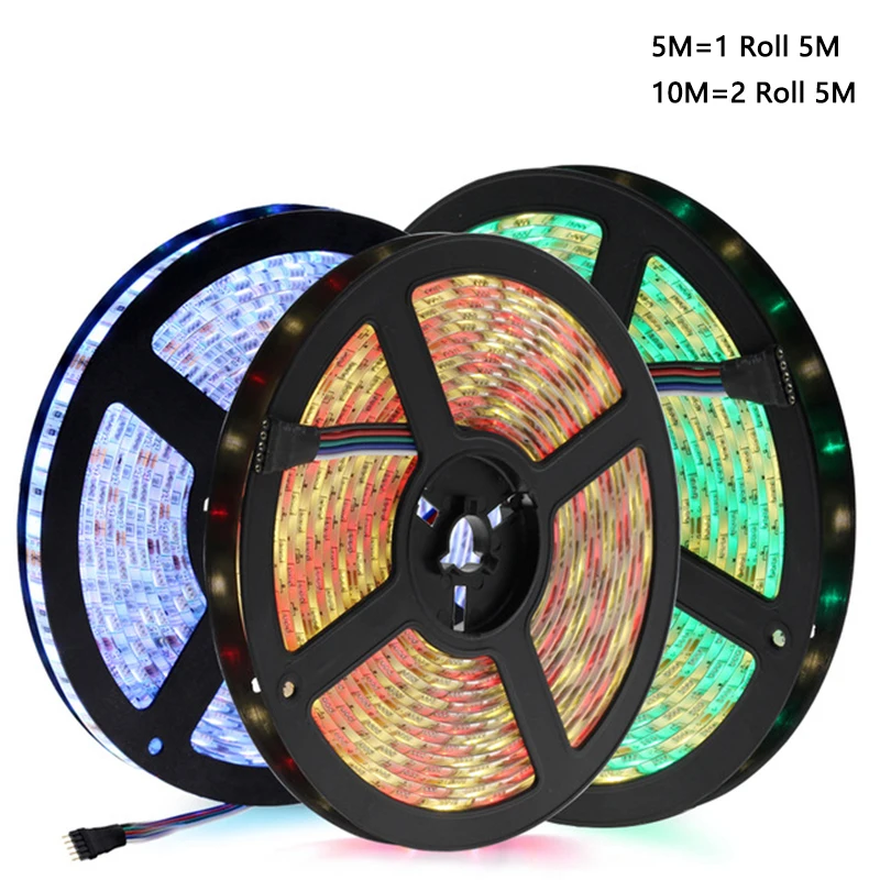 

5M/10M Waterproof 12V LED Strip Light 5050 RGB Yellow Blue Red Green White Diode Tape 60leds/m LED Lamp Home Holiday Decoration