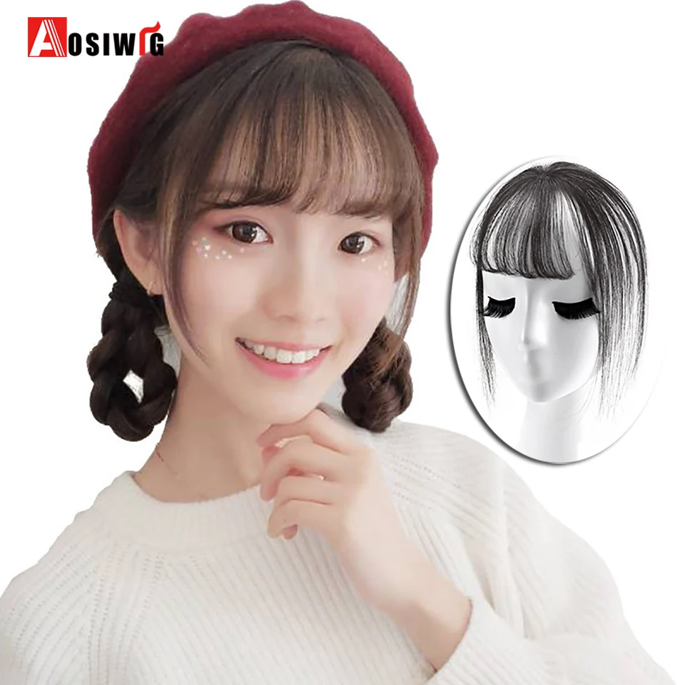 AOSIWIG 3 Colors Short 3D Bangs Natural Synthetic Heat Resistant Fake