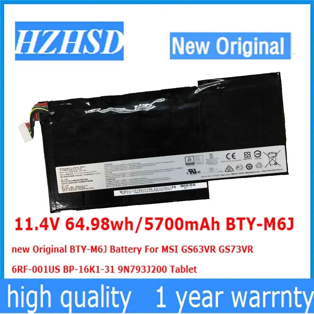 11,4 V 64.98wh/5700 мА/ч, BTY-M6J BTY-M6J Батарея для MSI GS63VR GS73VR 6RF-001US BP-16K1-31 9N793J200 планшет