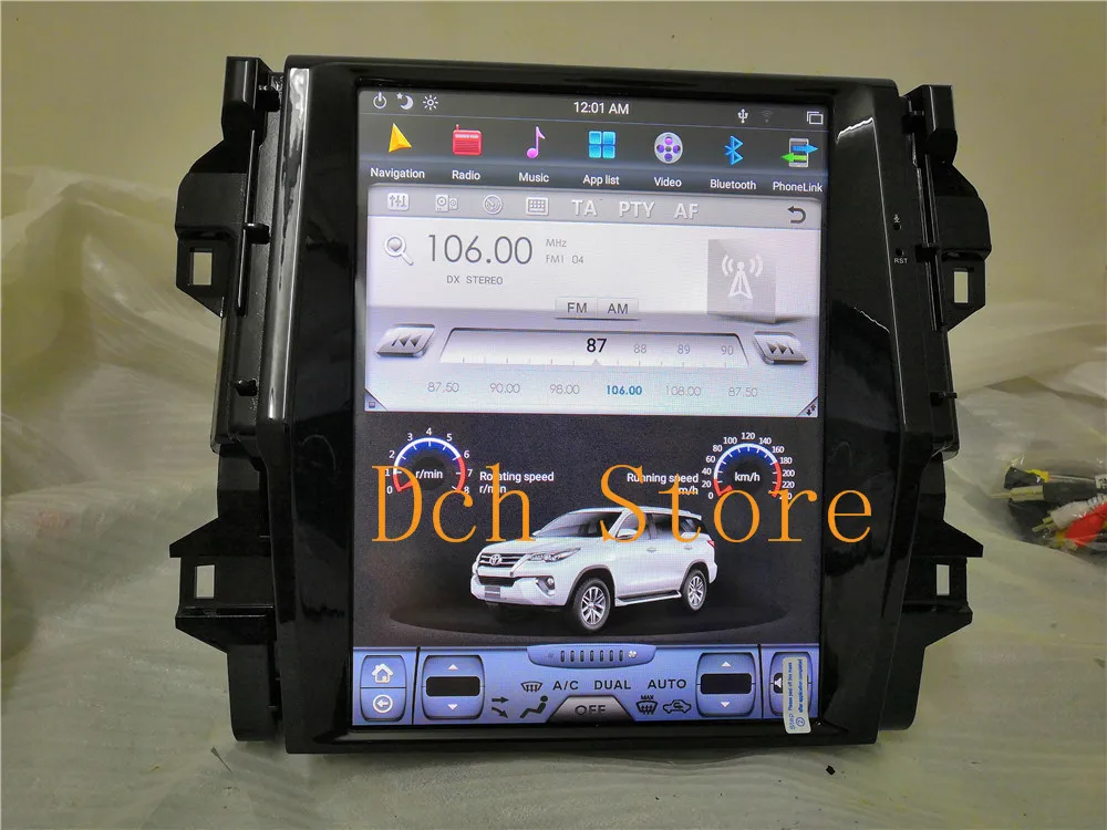 Sale 12.1 inch Vertical tesla style Android 8.1 Car DVD player GPS for Toyota Fortuner 2016 2017 2018 2019 for AUTO AC  px6 carplay 4