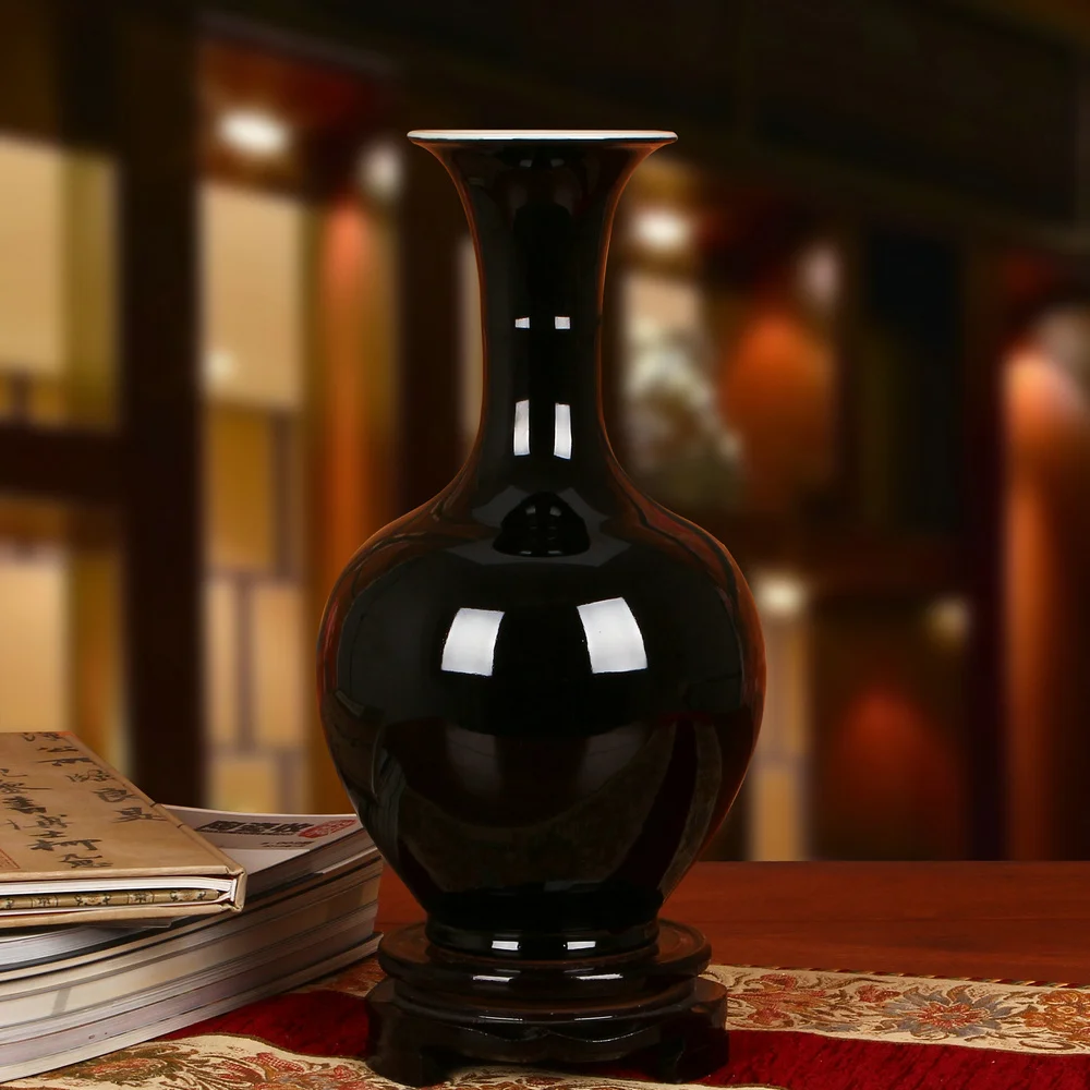 Jingdezhen антикварная ваза Цзиндэчжэнь черная фарфоровая Хрустальная глазурованная