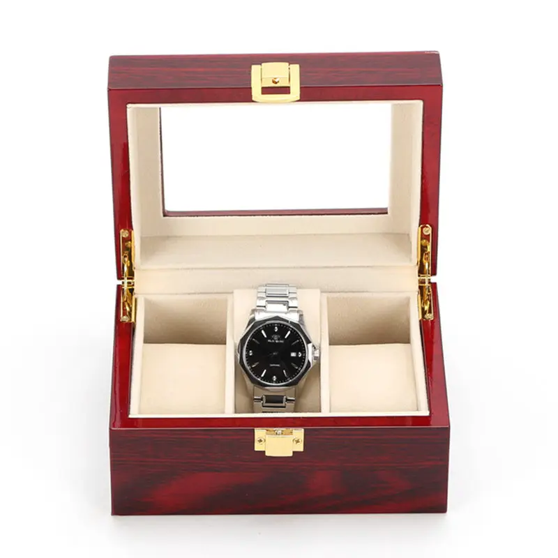 Новые мужские деревянные коробки для хранения часов корпус светло-красные деревянные часы Органайзер механические часы витрины коробки для хранения ювелирных изделий