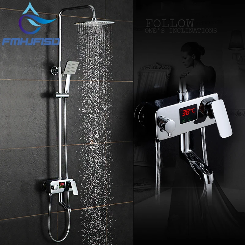 fmhjfisd White Gold Contemporary Bathroom Shower Faucets Set Rainfall Shower Head 3-Way Mixer Bath Faucet Out Door Shower Tap