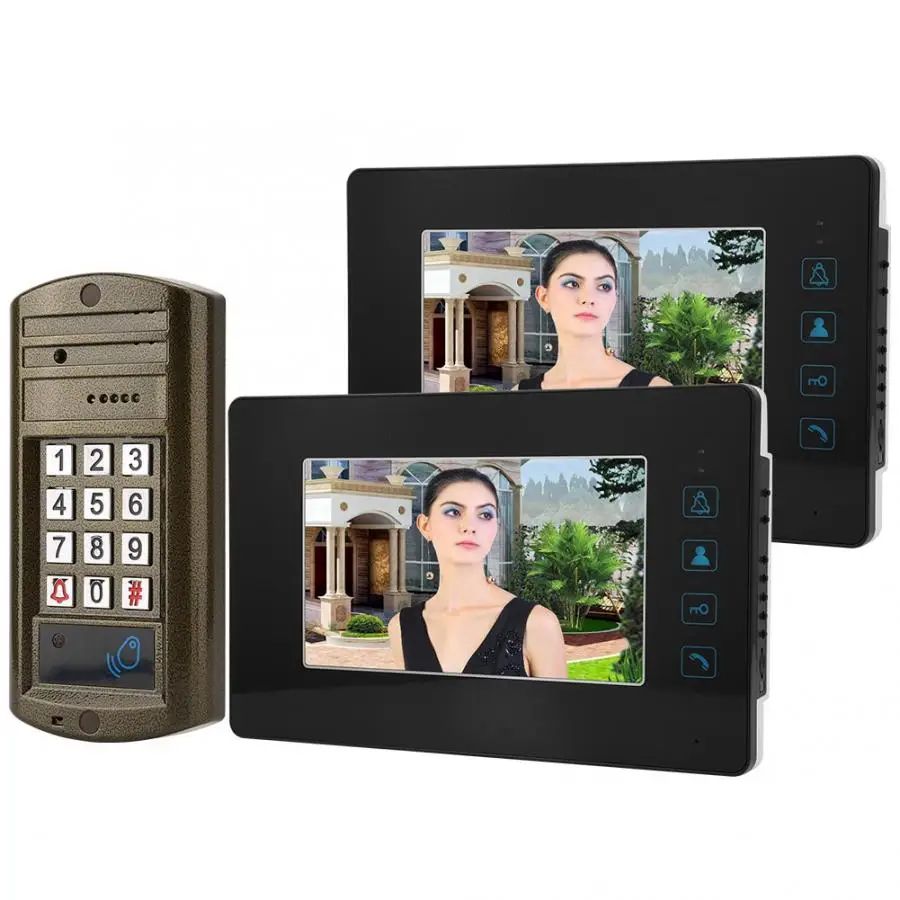 100-240 V 7 дюймовым HD монитором под управлением Экран проводной дверной звонок с Водонепроницаемый видео домофонный дверной звонок 2019