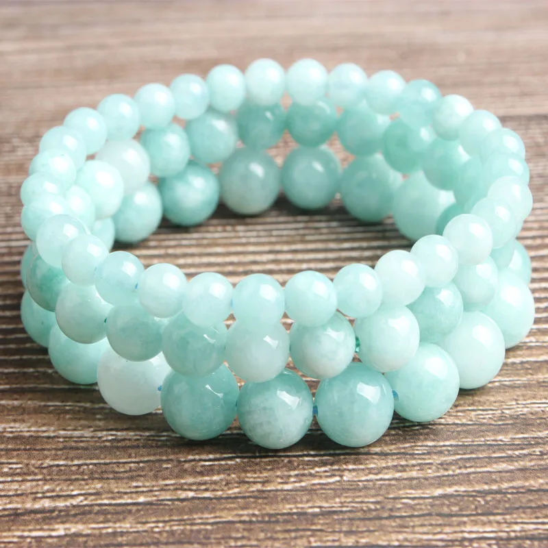 

LanLi natural Jewelry 6/8/10/12mm sky-blue jades Loose Beads DIY men and women Bracelet Necklace anklet Accessories
