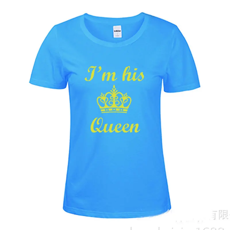 Новая летняя женская футболка J'm Her King His Queen забавная Удобная хлопковая с