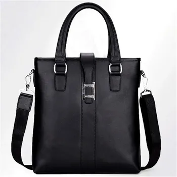 

2019 New Men Handbag Brand Vertical section Briefcase Business Bag Shoulder Bags High-quality PU IPAD Men Leisure Black Bag Z437
