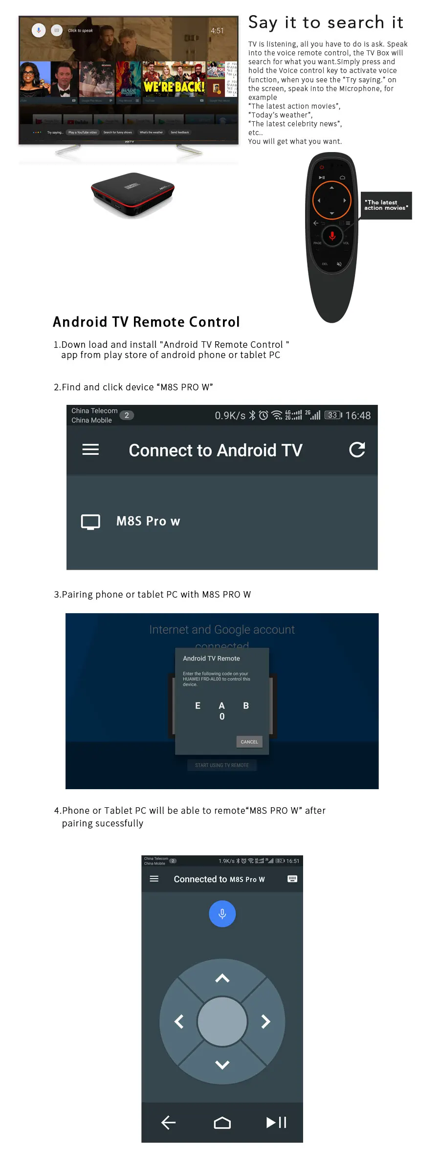 MECOOL M8S PRO W Smart tv Box Android 7,1 Amlogic S905W tv Box 1/2GB 8/16GB2. 4G WiFi Bluetooth телеприставка с ИК-пультом дистанционного управления