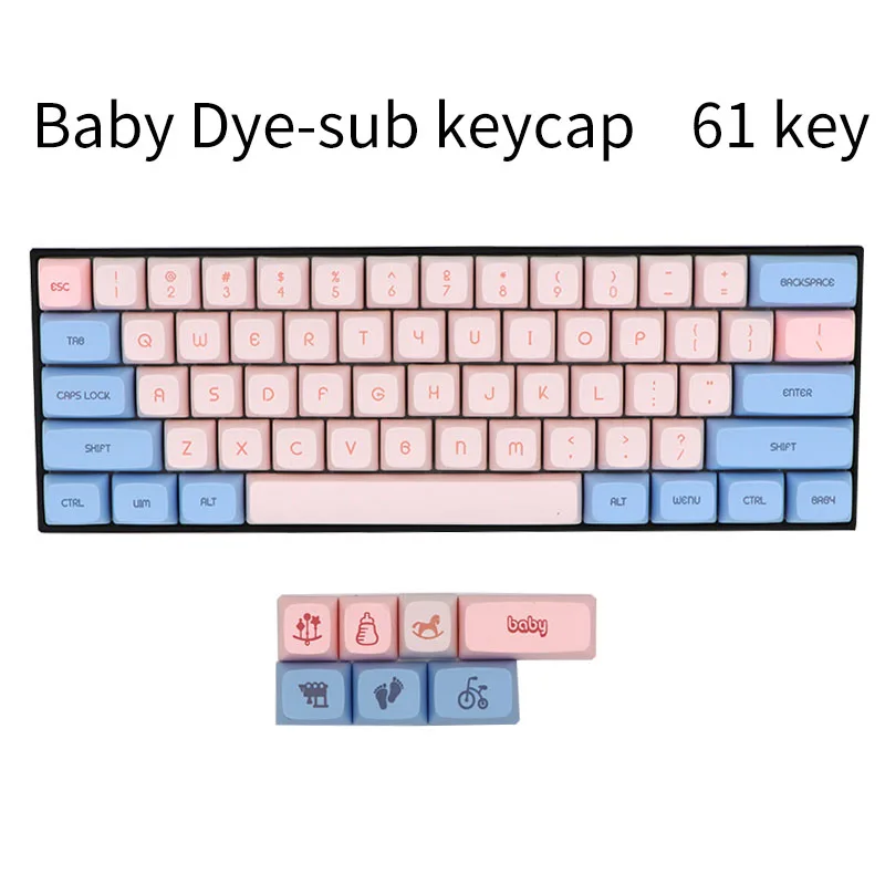 BGKC XDA Baby Ethermal Dye Sublimation fonts PBT DSA keycap For Wired USB mechanical keyboard Cherry MX switch keycaps - Color: 61 key