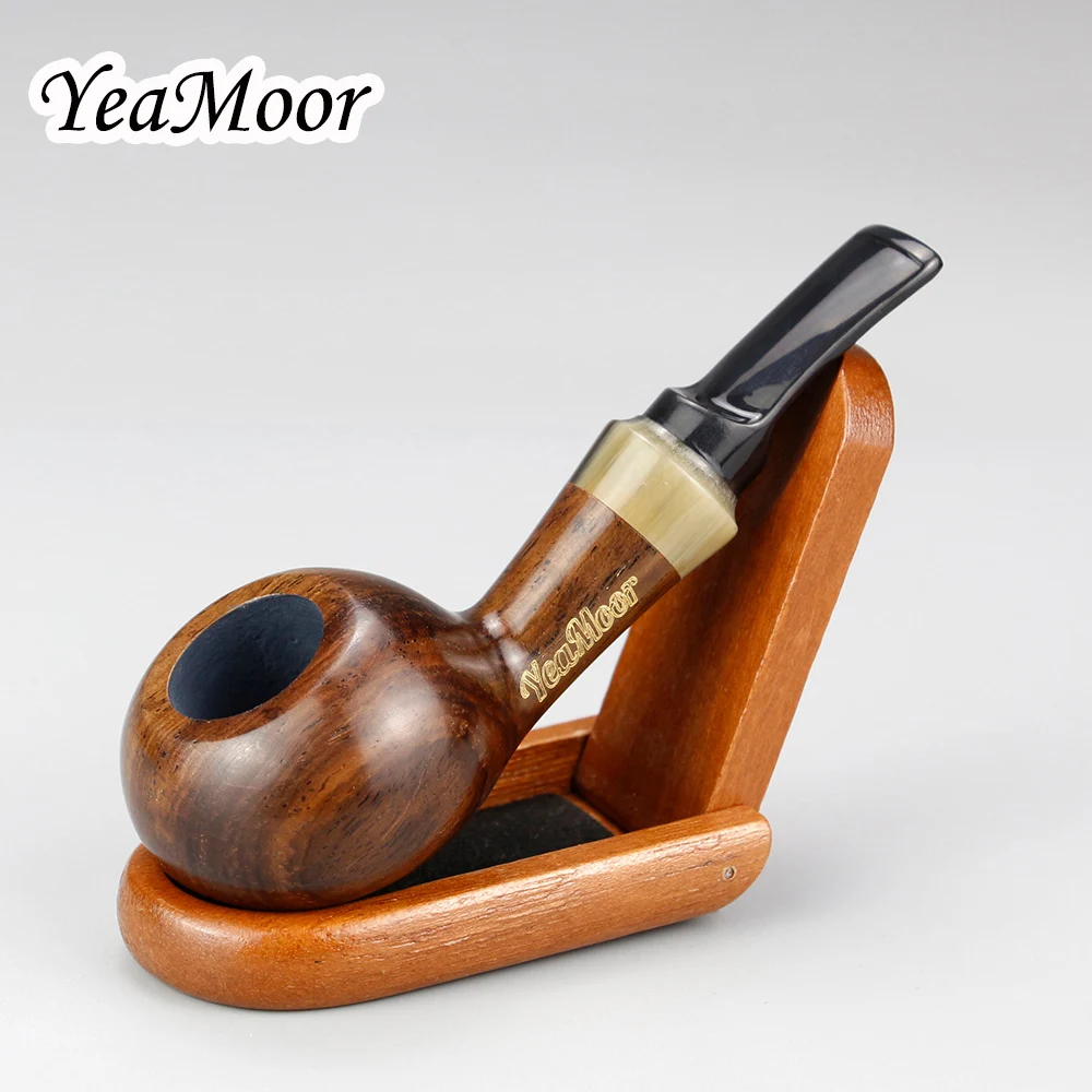 

Creative Wood Smoking Pipe 9mm Filter Smoke Tobacco Pipe with Open-Close Type Wooden Stand