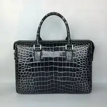 Натуральная крокодиловая кожа портфель двойной цвет Мужская сумка для ноутбука aligator кожаная мужская деловая сумка красочный синий