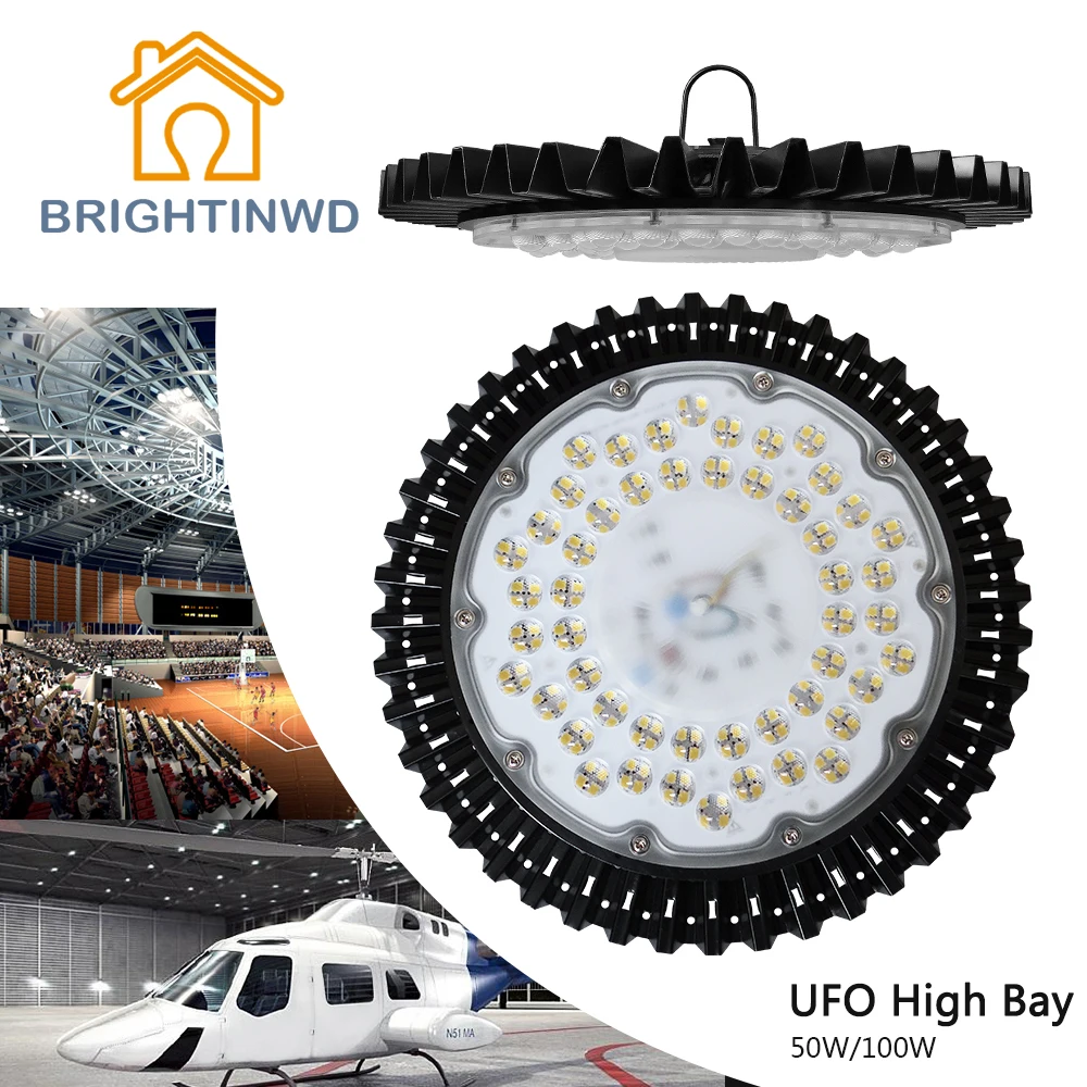 BRIGHTINWD 220 V-240 V 50W 100 Вт высокой мощности Мощность НЛО светодиодный подвесной светильник типа High Bay светильник IP40 SMD2835 светодиодный чип высокой Яркость для склад светильник Инж