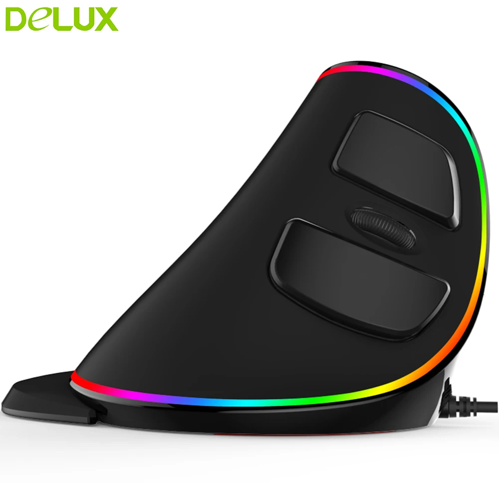 Мышь Delux M618 Plus Вертикальная Проводная игровая эргономичная со светодиодной