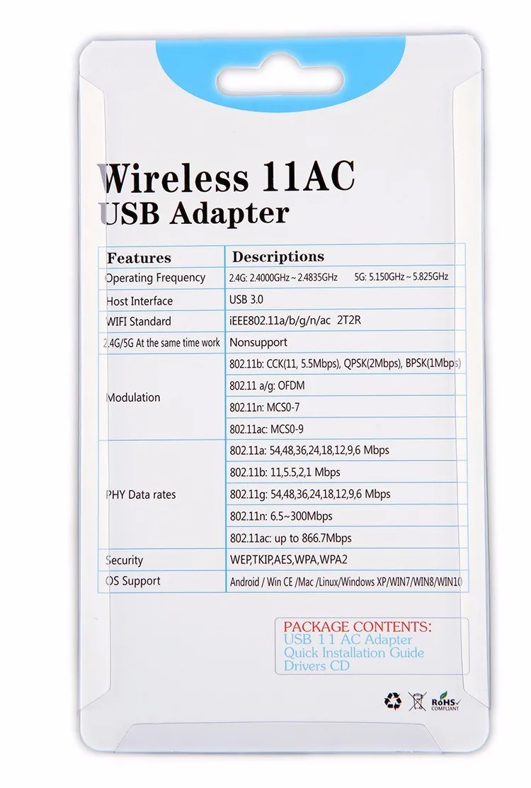 ZAPO Мощный 5.8G двухдиапазонный WIFI USB 3.0 адаптер 1200 Мбит / с Беспроводная сетевая карта 5dbi Антенна для всех Windows Linux Android