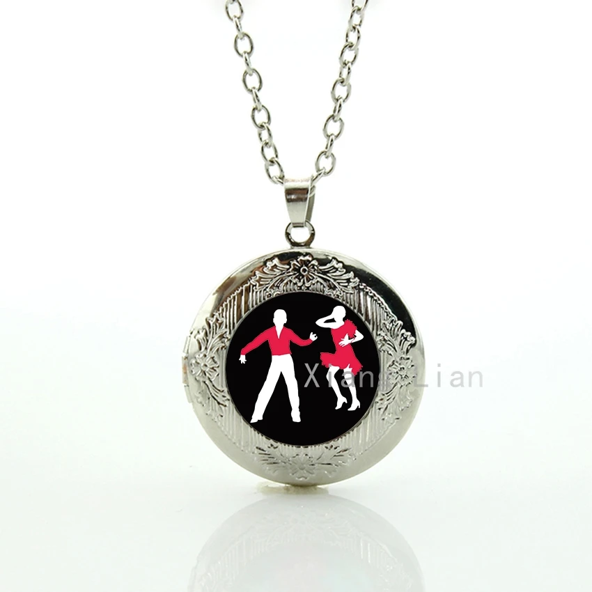 

Elegant Lady and gentleman ballroom dancing locket necklace charm Latin dance rumba samba cha-cha dancers pendant necklace DC046