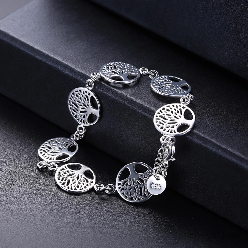 LEKANI 925 пробы серебряный браслет Древо жизни для женщин персонализированные браслеты и браслет на день рождения Подарочные Браслеты mujer moda