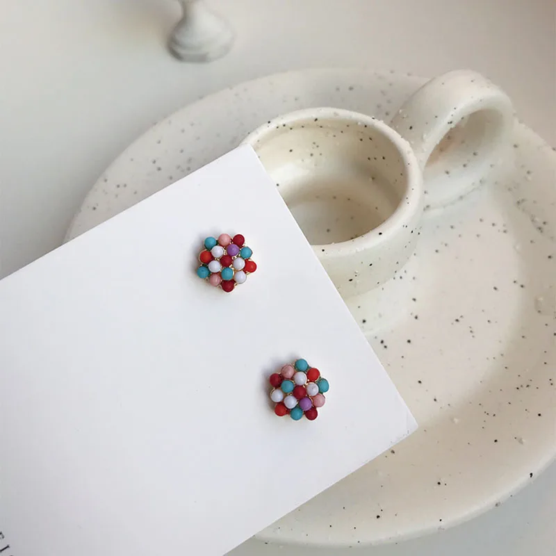 

Fashion Color Small Earings Jewelry for Women Rhinestone Asymmetry Earrings Jewelry Accessories