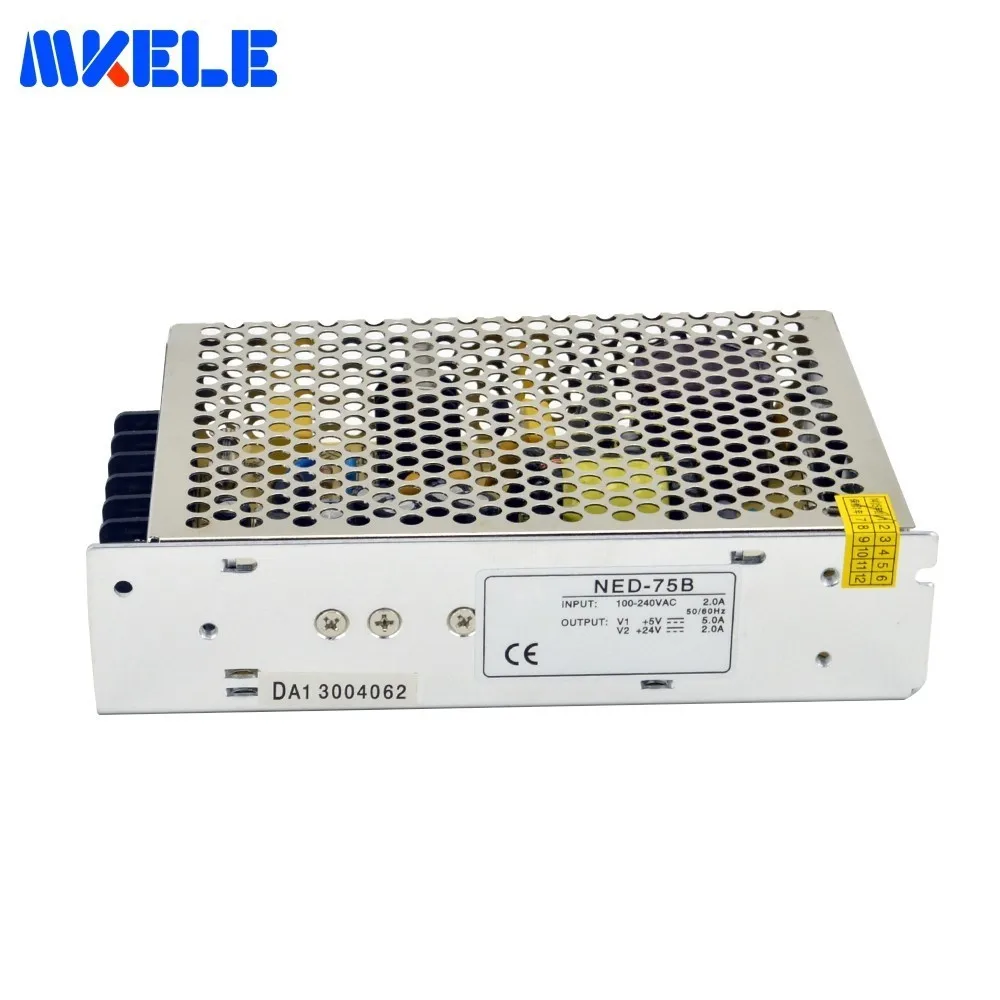 

Free Shipping 75W Dual Output 5V 24V 5A 2A Switching Power Supply Ned-75b CE Certified Dual Output Smps New Model From Makerele