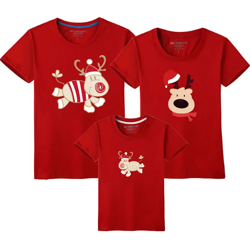 Рождественская семейная одежда с рисунком оленя Дага для мамы и дочки; Одинаковая одежда для папы и сына; одежда для семьи; футболка для папы, мамы и мальчика