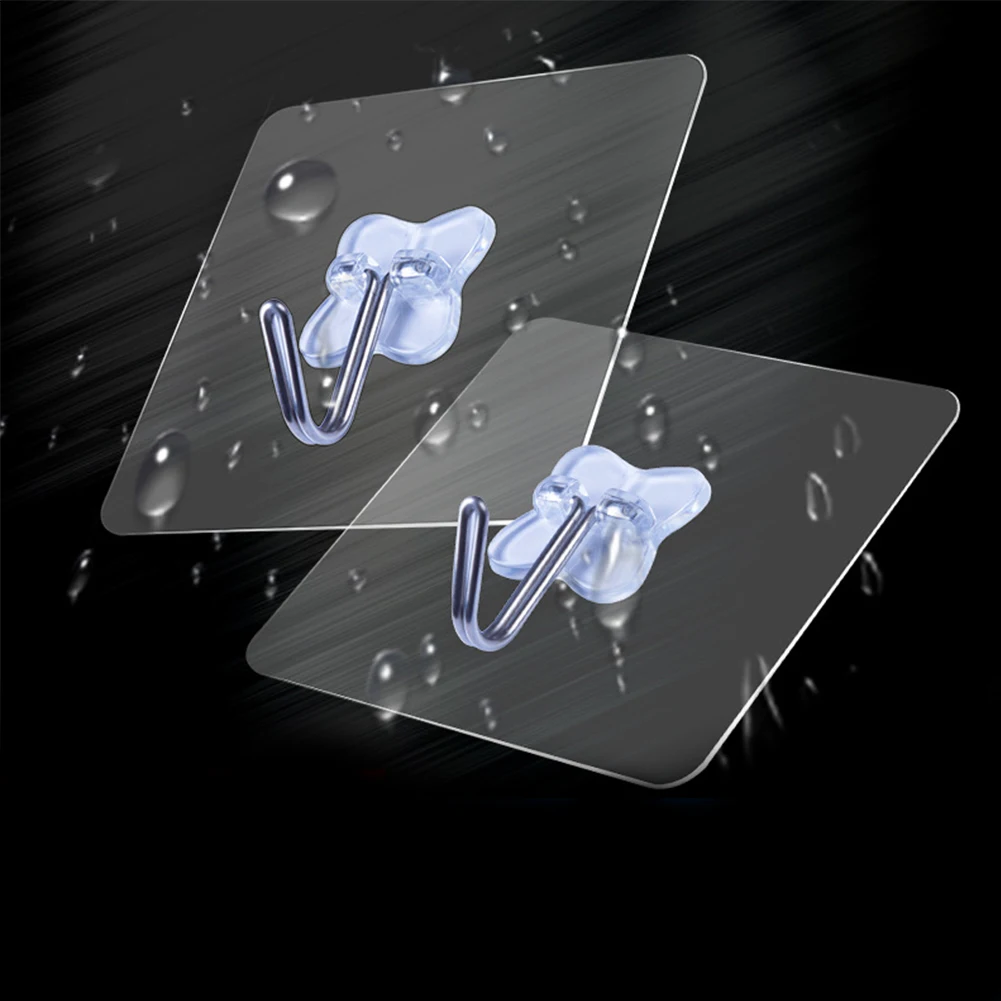 

2pcs/lot Bathroom Hooks Wall Strong Paste Hook Stick Transparent Removable Home Key Towel Hanger Holder Bathroom Kitchen Hooks~