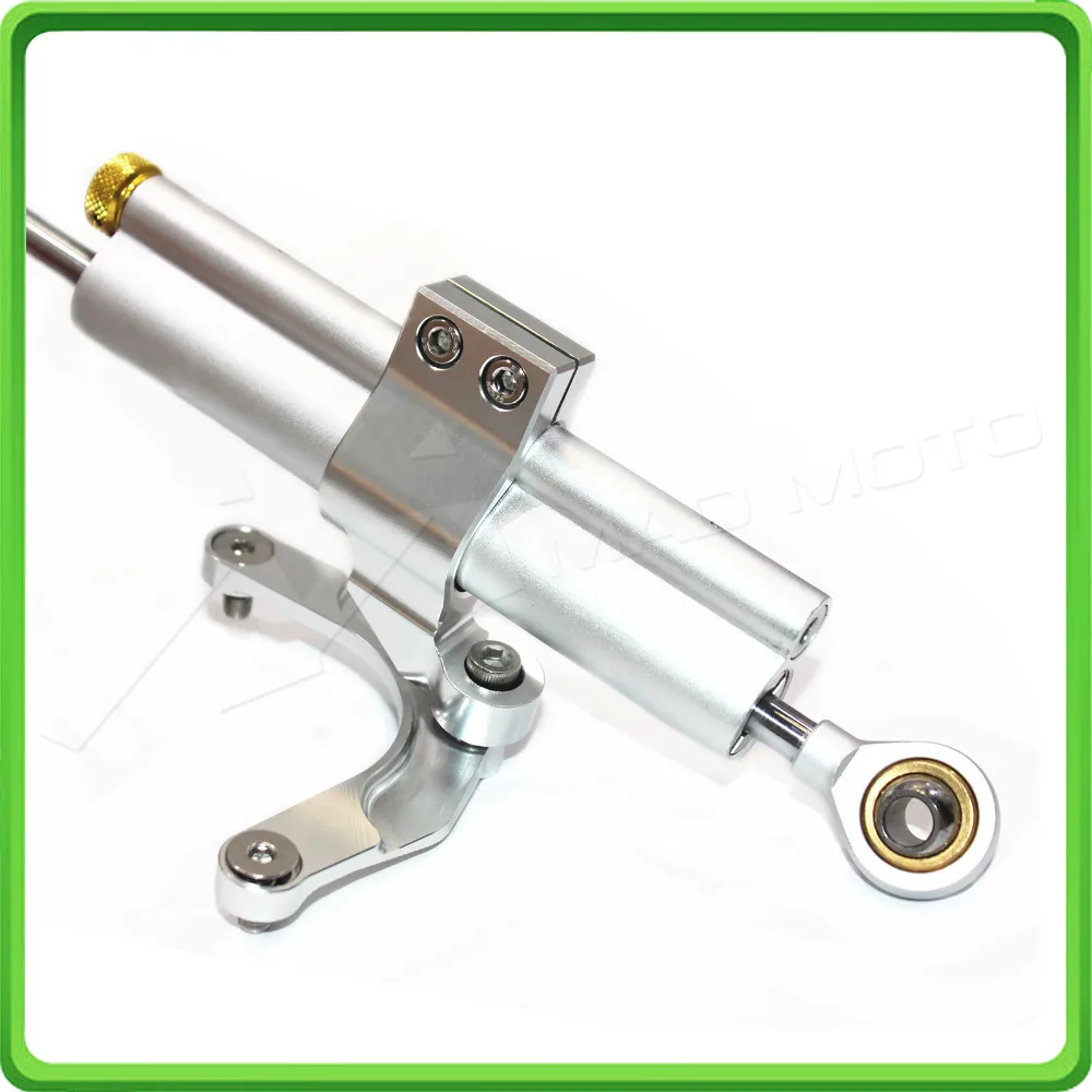 For MV Agusta F3 675 800 2012 2013 2014 2015 2016 2017 Steering Damper Stabilizer & Bracket Mount Kit Silver color (6)