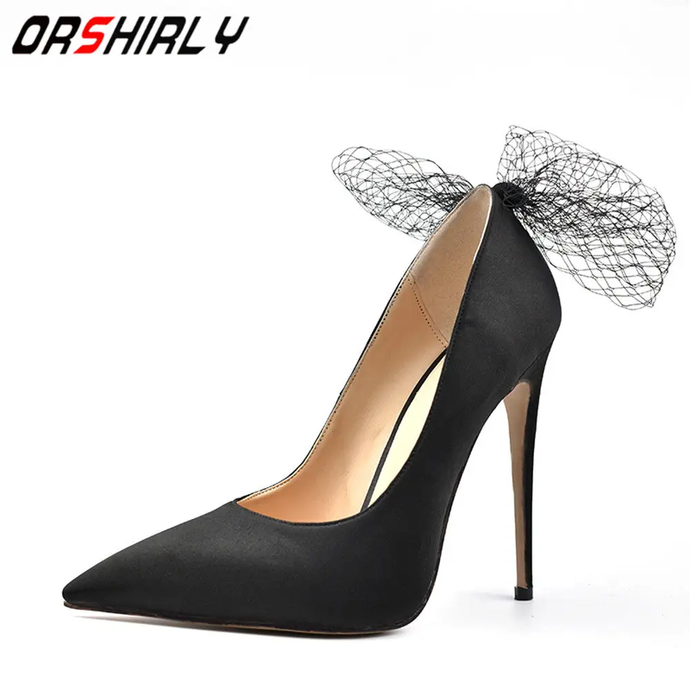 

Orshirly Women High Heels Pumps Women Shoes Pointed Toe Slip on Butterfly Summer Sexy Party Shoes Wedding Shoes Plus size 34-43