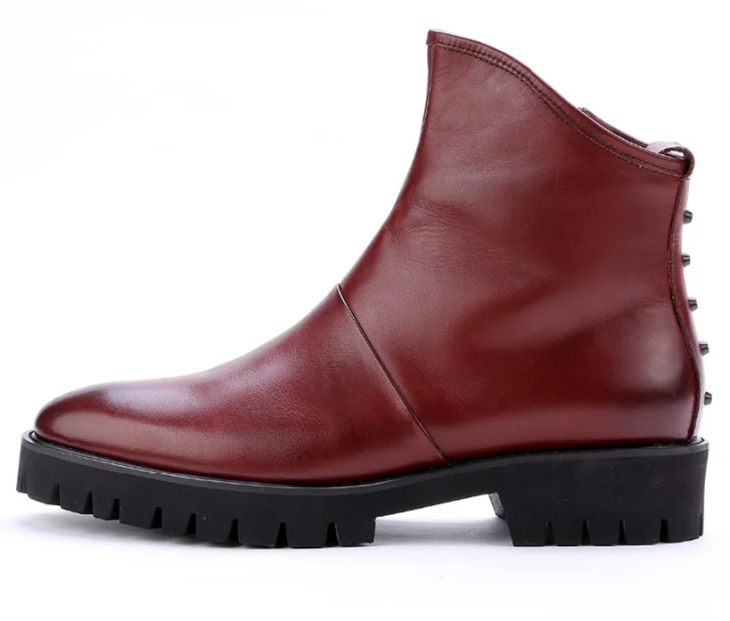 

Fashion Brown tan / black platform shoes mens ankle boots dress shoes genuine leather wedding shoes outdoor mens casual shoes