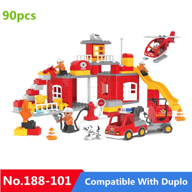 

Big Size Diy City Fire Station Building Blocks Figure Compatible With Legoingly Bricks Duploed Educational Toys For Children Kid