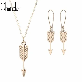 Chandler Original Arrow Dangling Necklaces & Earring Longo Chain Colier Simple Jewelry Set Homme Love Kpop Bijoux Luxury Kolye