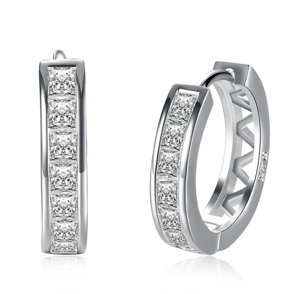 

Fashion sterling silver ear ring simple women's ear ring AAA zircon ear ring hollow women's sterling silver jewelry