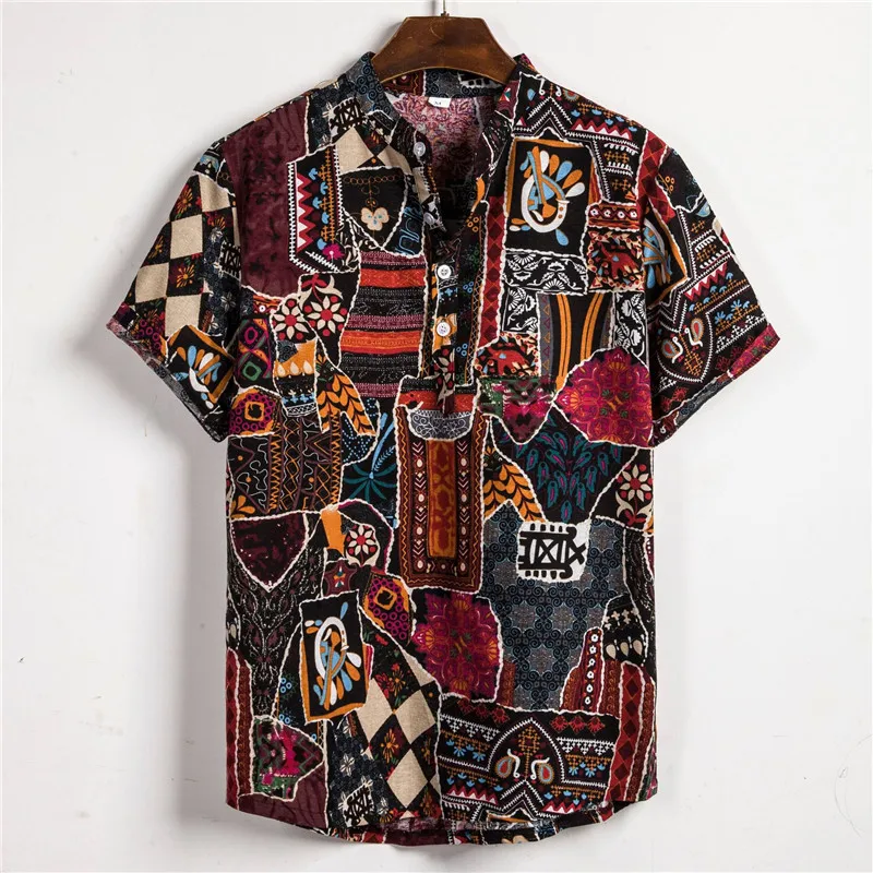 

MJARTORIA Men Shirt Summer Style Palm Tree Print Beach Hawaiian Shirt Men Casual Short Sleeve Fashion Shirt Chemise Homme 3XL