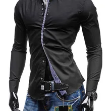 Men Shirt Brand Male Long Sleeve Buttons Shirt Casual Solid Color Slim Fit Black Man Dress Shirts Camisa Masculina