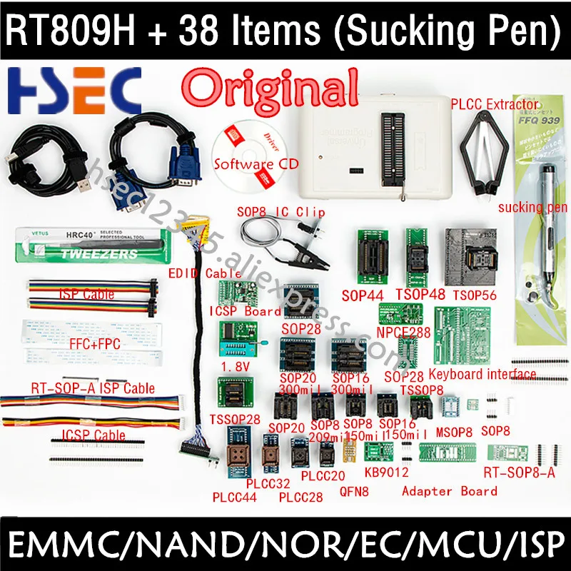 RT809H памяти на носителе EMMC-программирование NAND Flash очень быстро универсальный программатор USB+ 38 адаптер+ компакт-диске программное обеспечение+ Edid betterthan RT809F