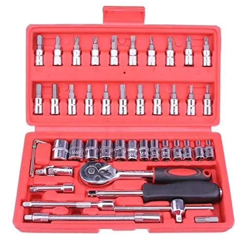 

Hot Sale 46pcs Socket Set 1/4" Drive Ratchet Wrench Spanner Multifunctional Combination Household Tool Kit Car Repair Tools Set