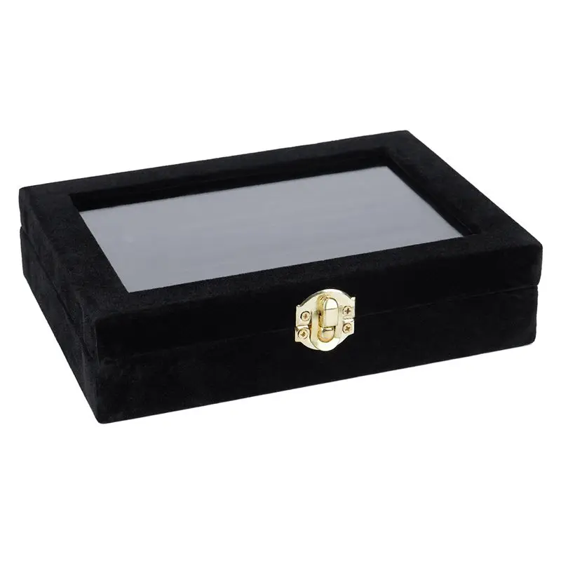 Бархатное стеклянное кольцо серьги стойка с ювелирными украшениями Органайзер Коробка лоток держатель чехол для хранения