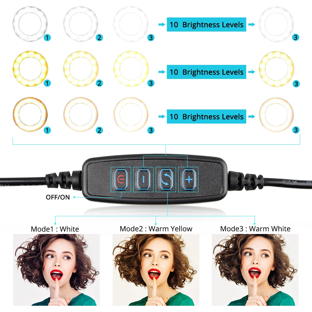  Travor 10 inch LED ring lamp Dimmable LED Light Desktop LED Lamp 3 Light Modes Temperature 3000K-50 - 33005252753