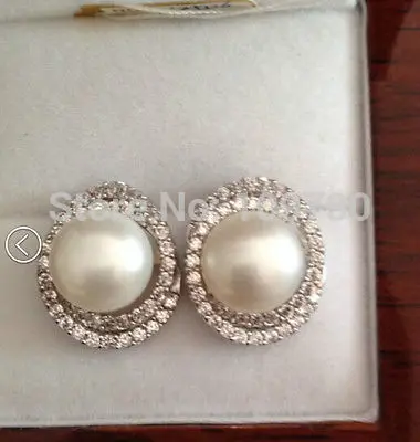 

ry00265 CHARMING 10-11mm south sea white pearl stud earring new