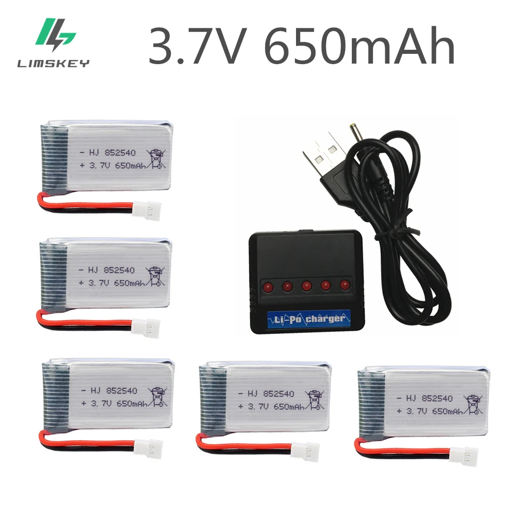 5pcs 3.7V 650mAh Drone Rechargeable Li-polymer Battery 802540 + USB Charger set For SYMA X5C X5C-1 X5 H5C Quadcopter 5pcs 3.7V 650mAh Drone Rechargeable Li-polymer Battery 802540 + USB Charger set For SYMA X5C X5C-1 X5 H5C Quadcopter