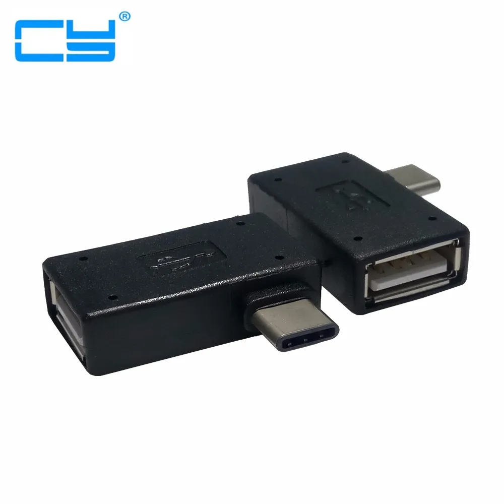 Адаптер OTG Женский с USB Type C на USB 2,0, под прямым углом 90 градусов для Macbook Chromebook, сотового телефона huawei p9 xiaomi 5