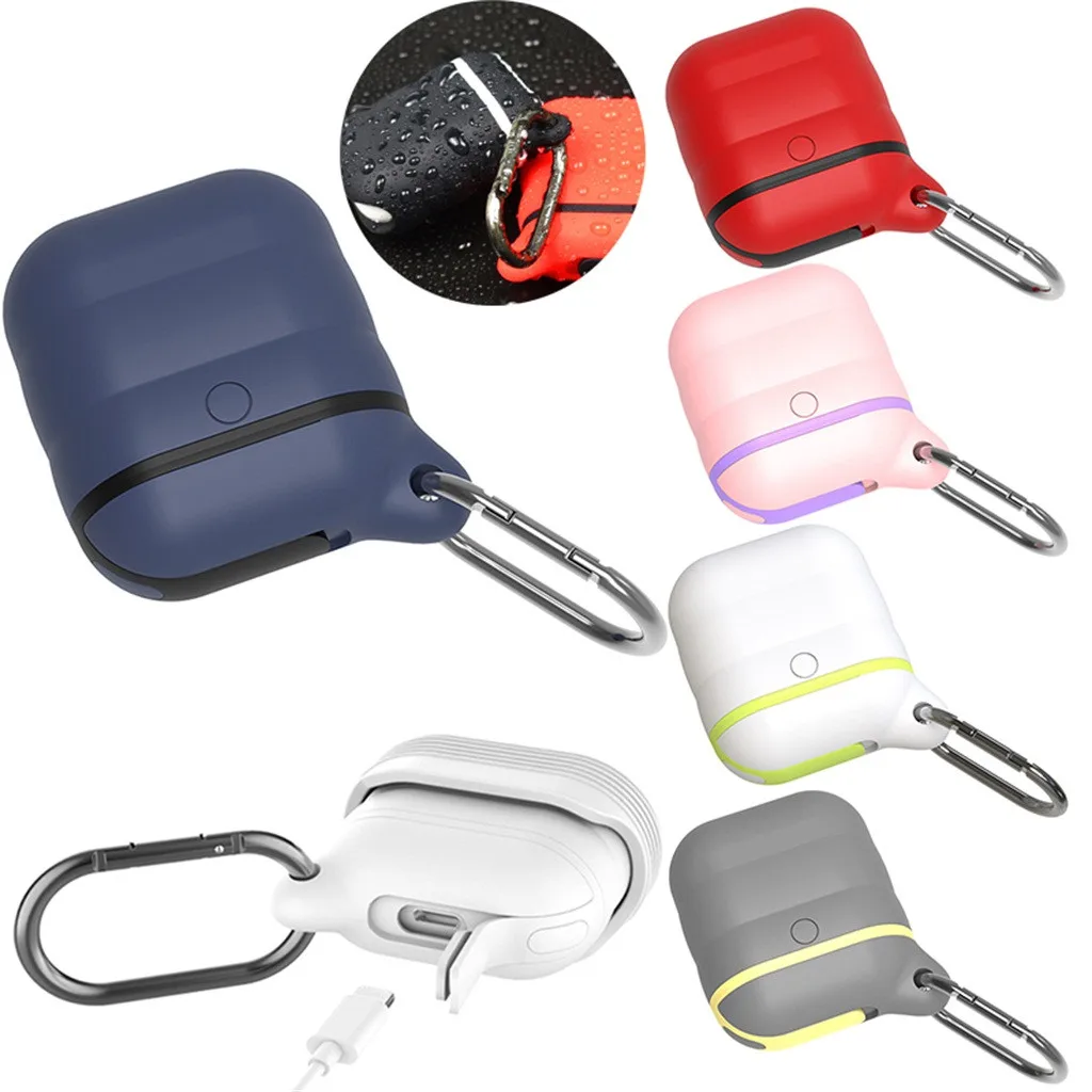 Waterproof Protection For Apple Airpods Shockproof Cover Silicone Anti-lost Protective Cover Skin Case for Apple AirPods