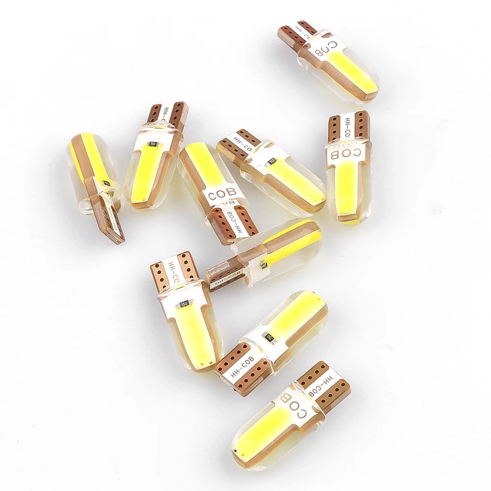 10pcs Silica gel LED COB W5W T10 194 8SMD Wedge clearance light Bulb Auto for License plate reading car door trunk car lamp (1)