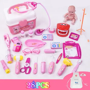 25pcs Doctor Toys Educational Pretend Doctor Nurse Role Children Pretend Play Toys Doctor Play Set Medical Kit Roleplay Toy Set 15 pieces set children pretend play doctor nurse toy set portable suitcase medical kit kids educational role play classic toys