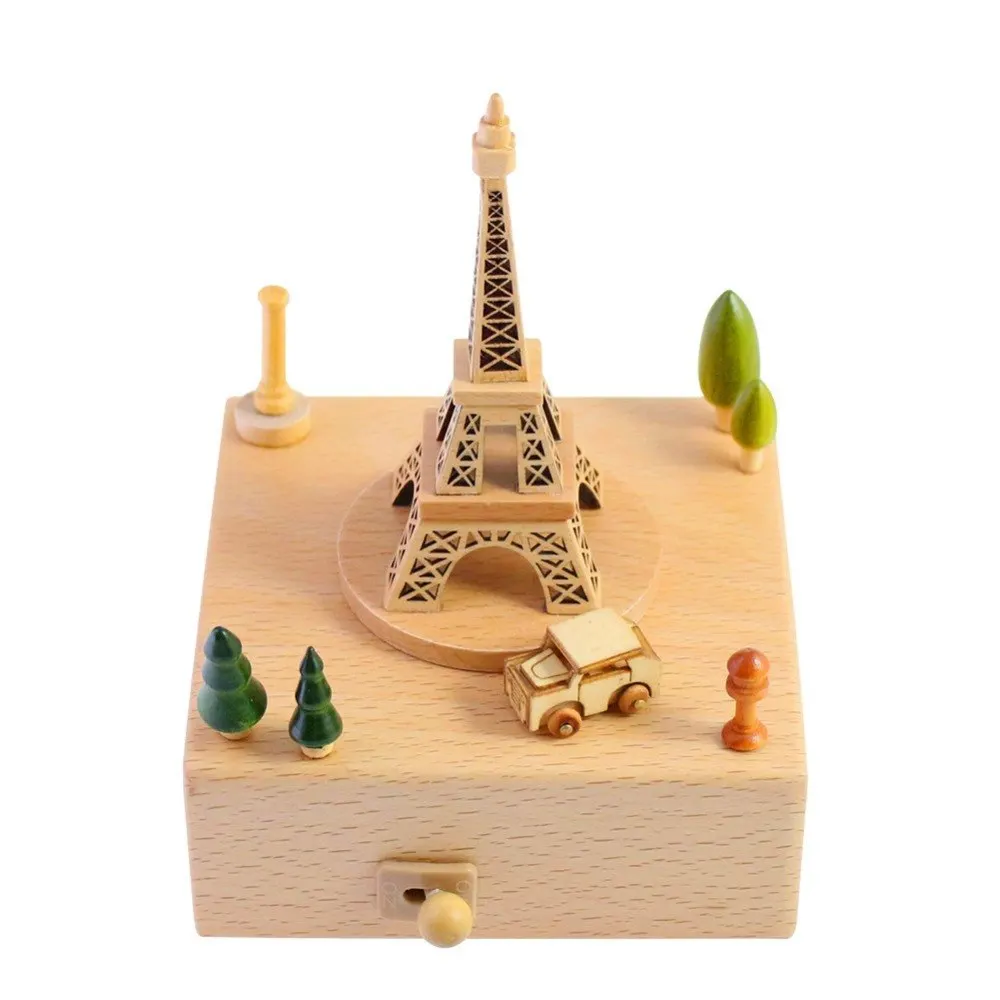 Музыкальные коробки Kawaii Tower деревянная музыкальная шкатулка деревянные поделки