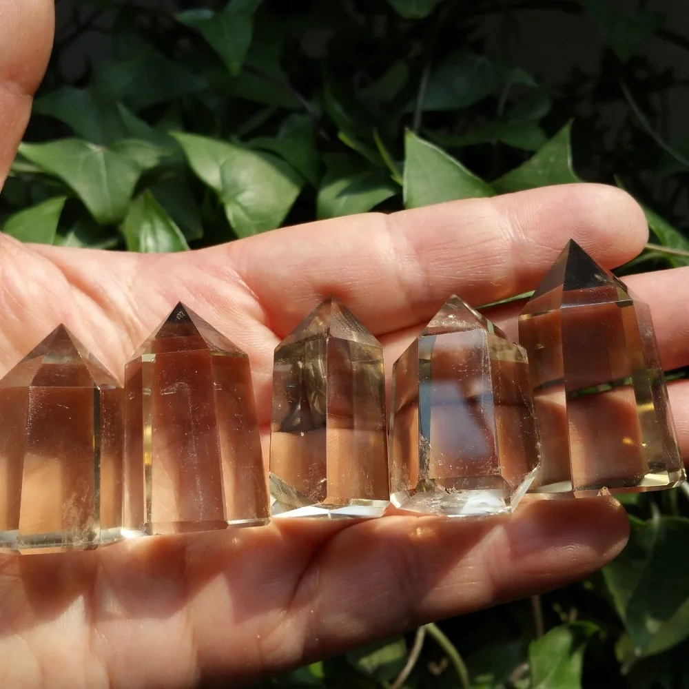 

free shipping ++5pcs NATURAL Citrine QUARTZ CRYSTAL WAND POINT HEALING p919