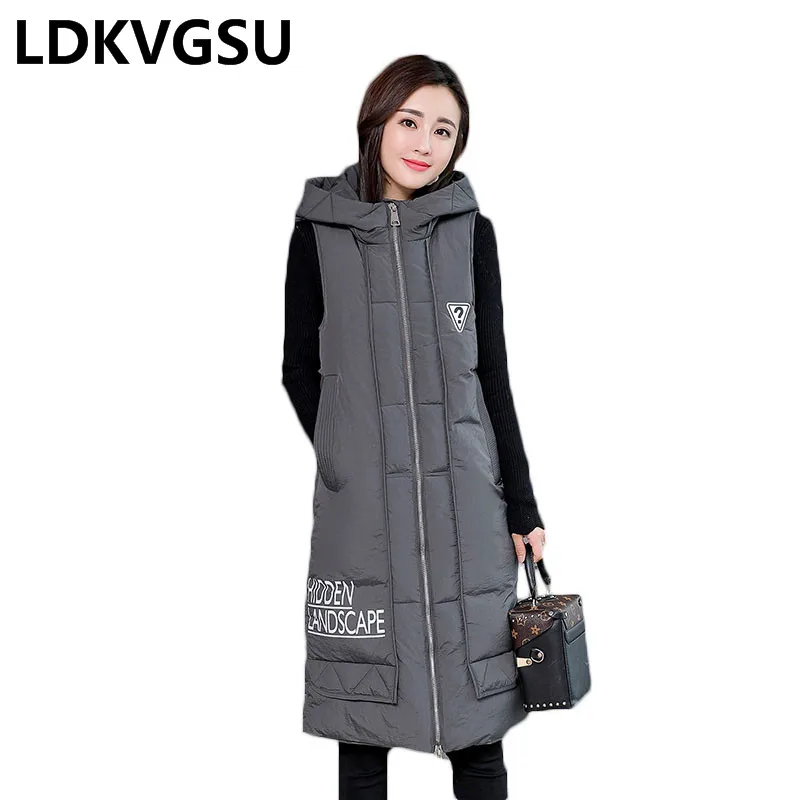 

Plus Size 5XL Autumn Winter Vest Women 2018 Fashion Long Vest Loose Warm Female Waistcoat Sleeveless Coat Gilet Femme Is1217